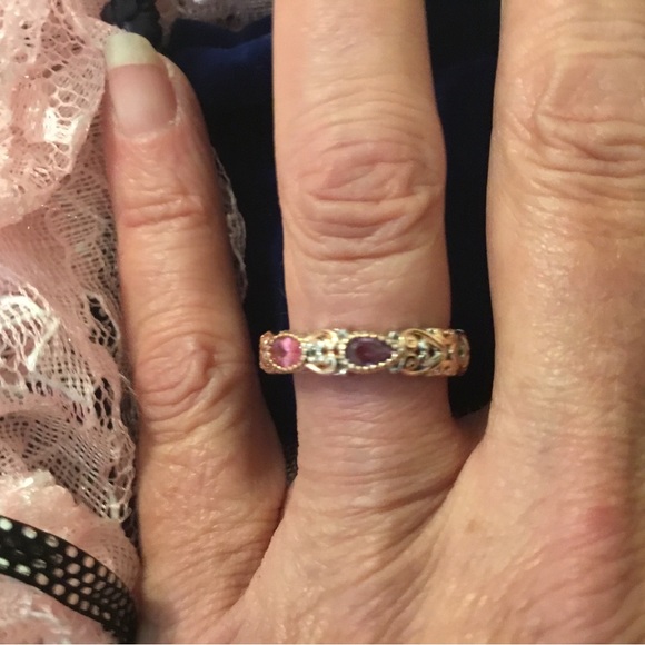 NEW Gems en Vogue 0.52 TCW Pink Spinel, Sapphire & Tourmaline Stack Band Ring - Picture 2 of 14